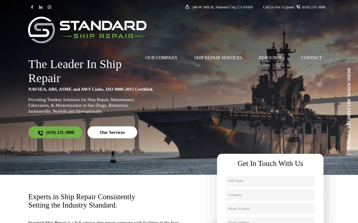 Homepage of Standard Inspection Services