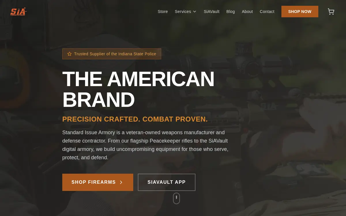 Homepage of Standard Issue Armory LLC