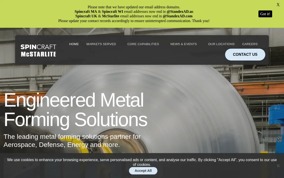 Homepage of Standex International CORP
