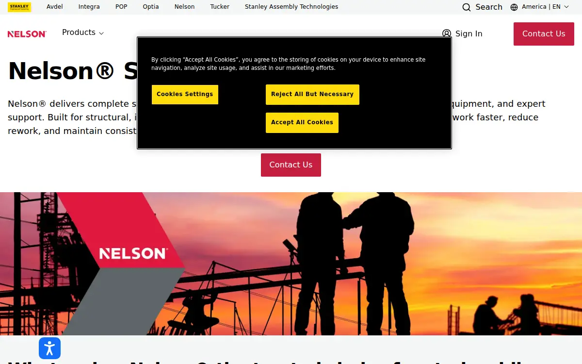 Homepage of Nelson Stud Welding, INC.