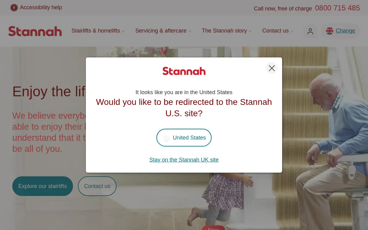 Homepage of Stannah Stairlifts Incorporated