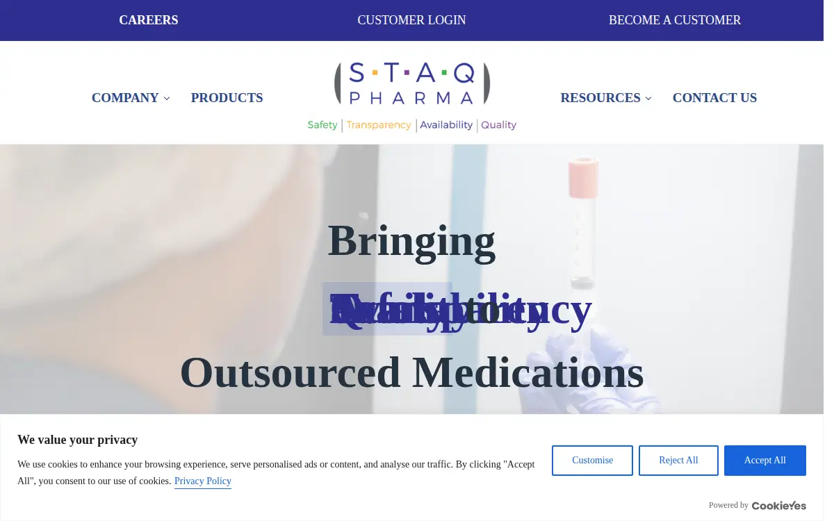 Homepage of Staq Pharma INC