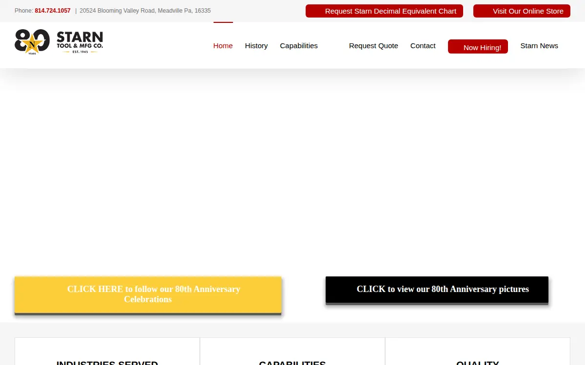 Homepage of Starn Tool & Manufacturing Company