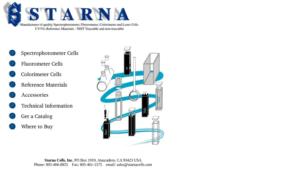 Homepage of Starna Cells, INC.