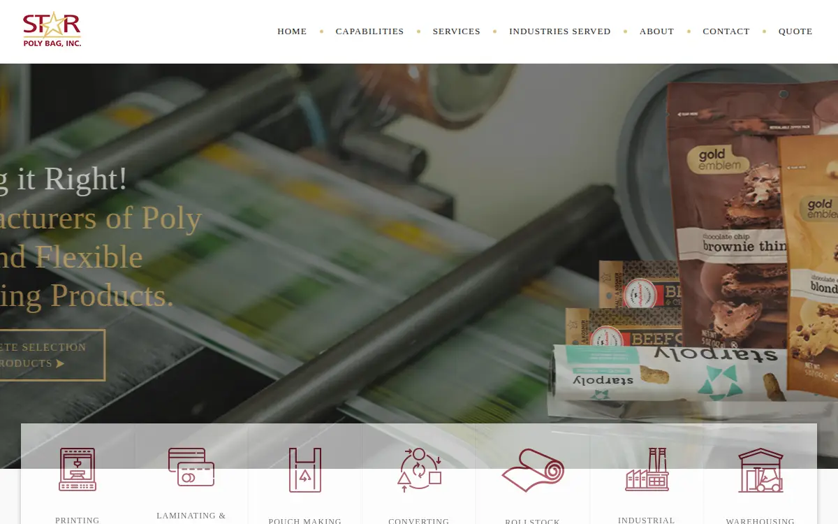Homepage of Star Poly Bag, INC.