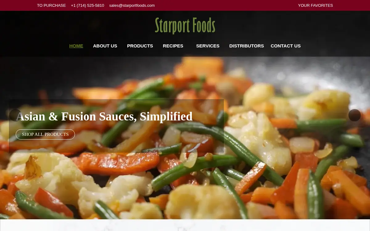 Homepage of Starport Foods, LLC