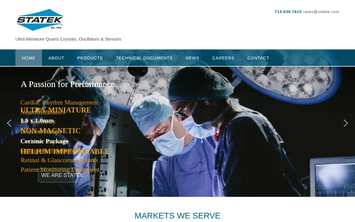 Homepage of Statek CORP