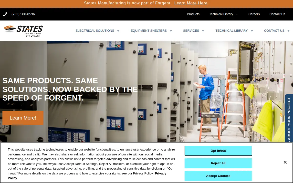 Homepage of States Manufacturing LLC