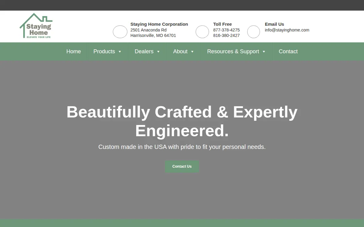 Homepage of Staying Home Corporation