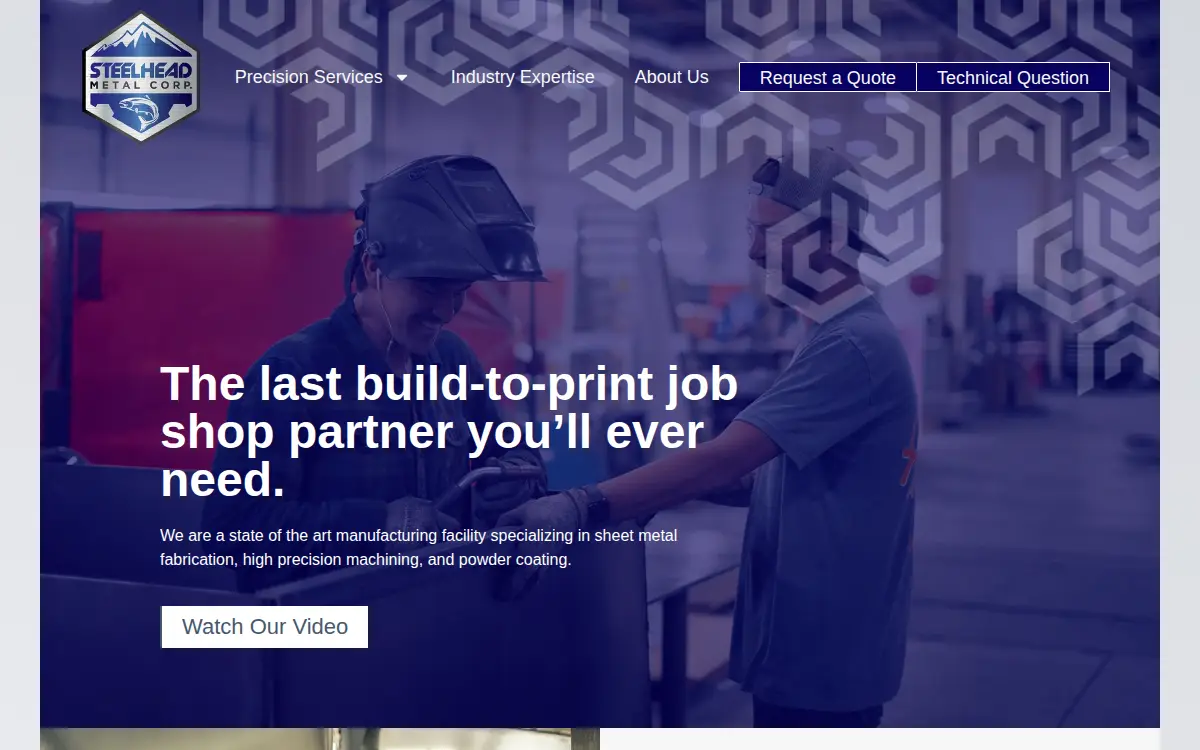 Homepage of Steelhead Metal CORP