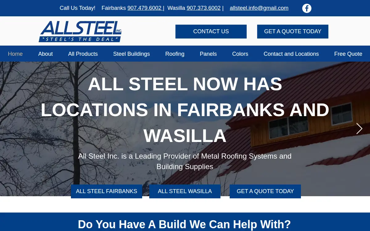 Homepage of All Steel, INC