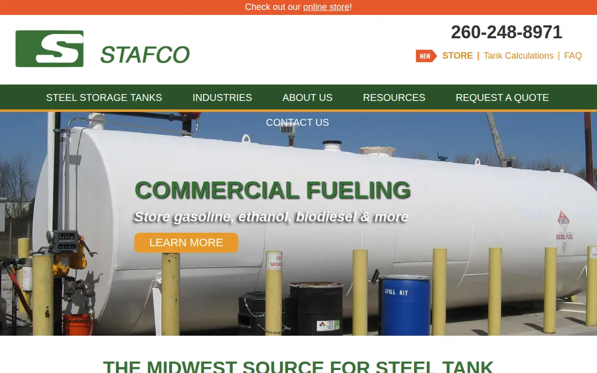 Homepage of Steel Tank & Fabricating Corporation