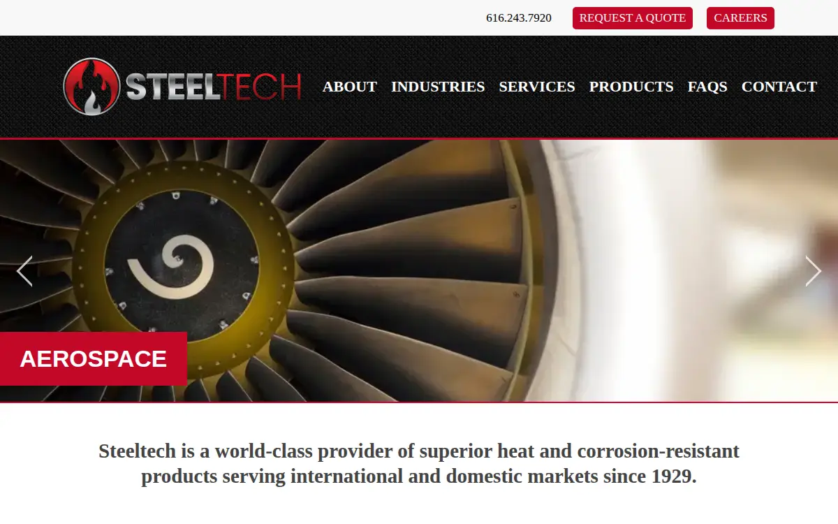 Homepage of Steeltech, LLC