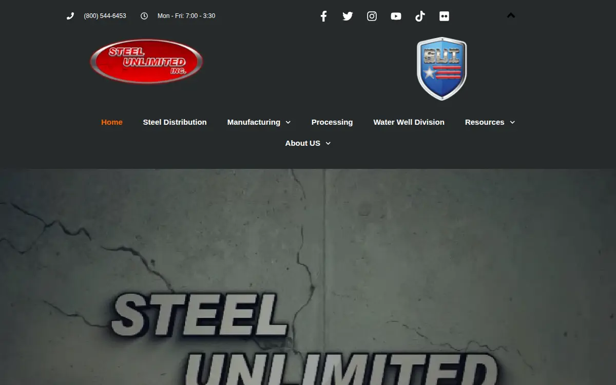 Homepage of Steel Unlimited, INC.