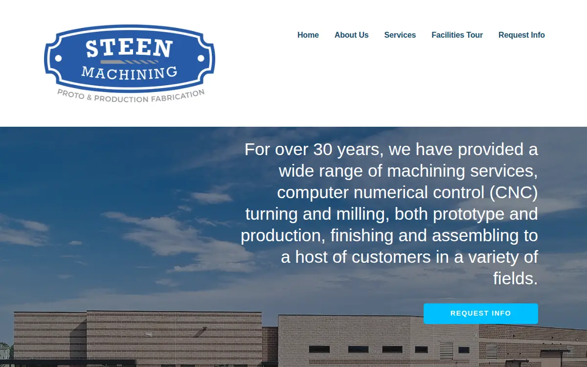 Homepage of Steen Machining, INC