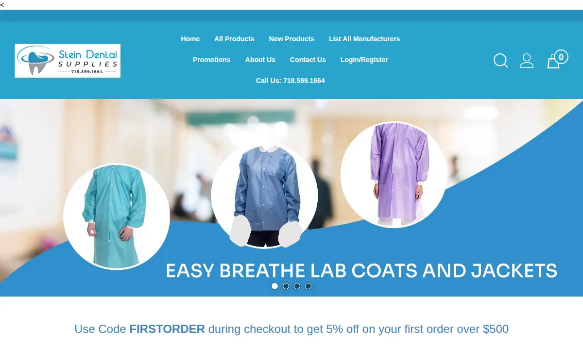Homepage of Stein Dental Supplies, INC.