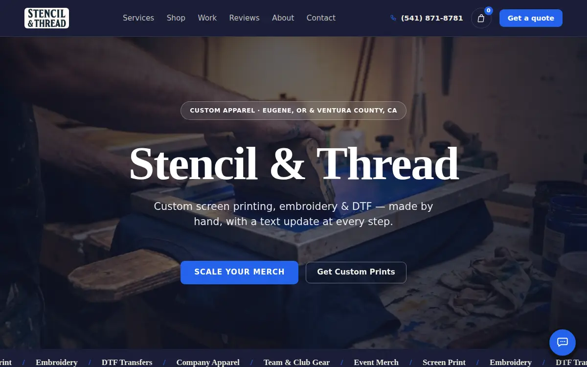 Homepage of Stencil & Thread, LLC