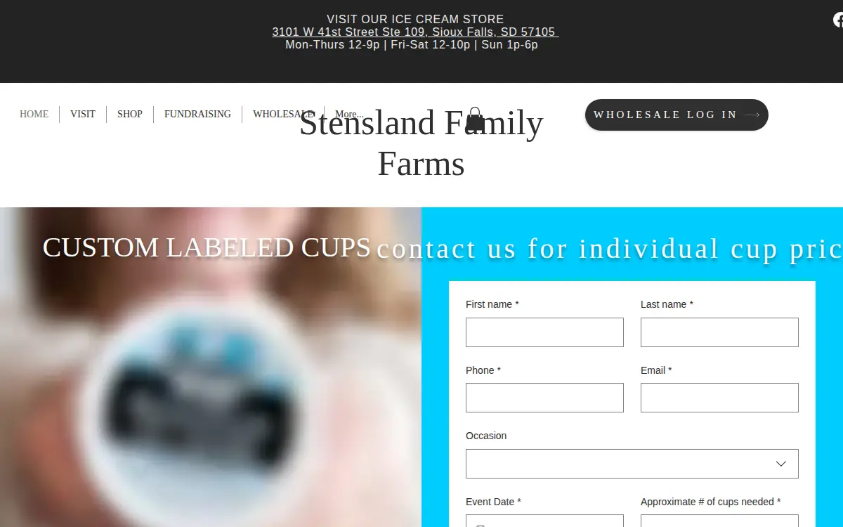 Homepage of Stensland Creamery, LLC