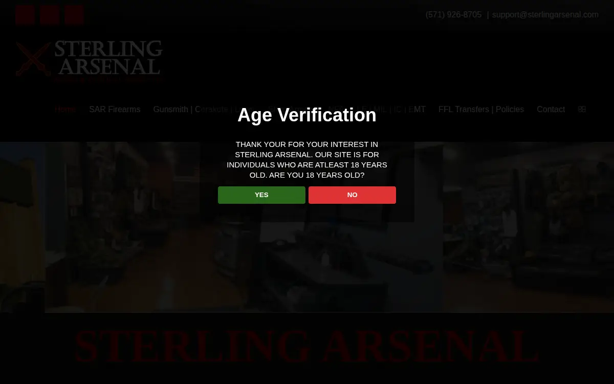 Homepage of Sterling Arsenal Works & Tactical Supply, LLC
