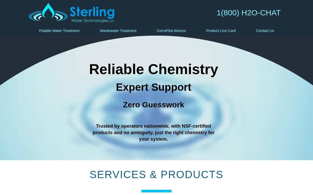 Homepage of Sterling Water Technologies LLC