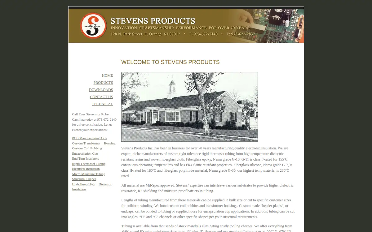 Homepage of Stevens Products, INC.
