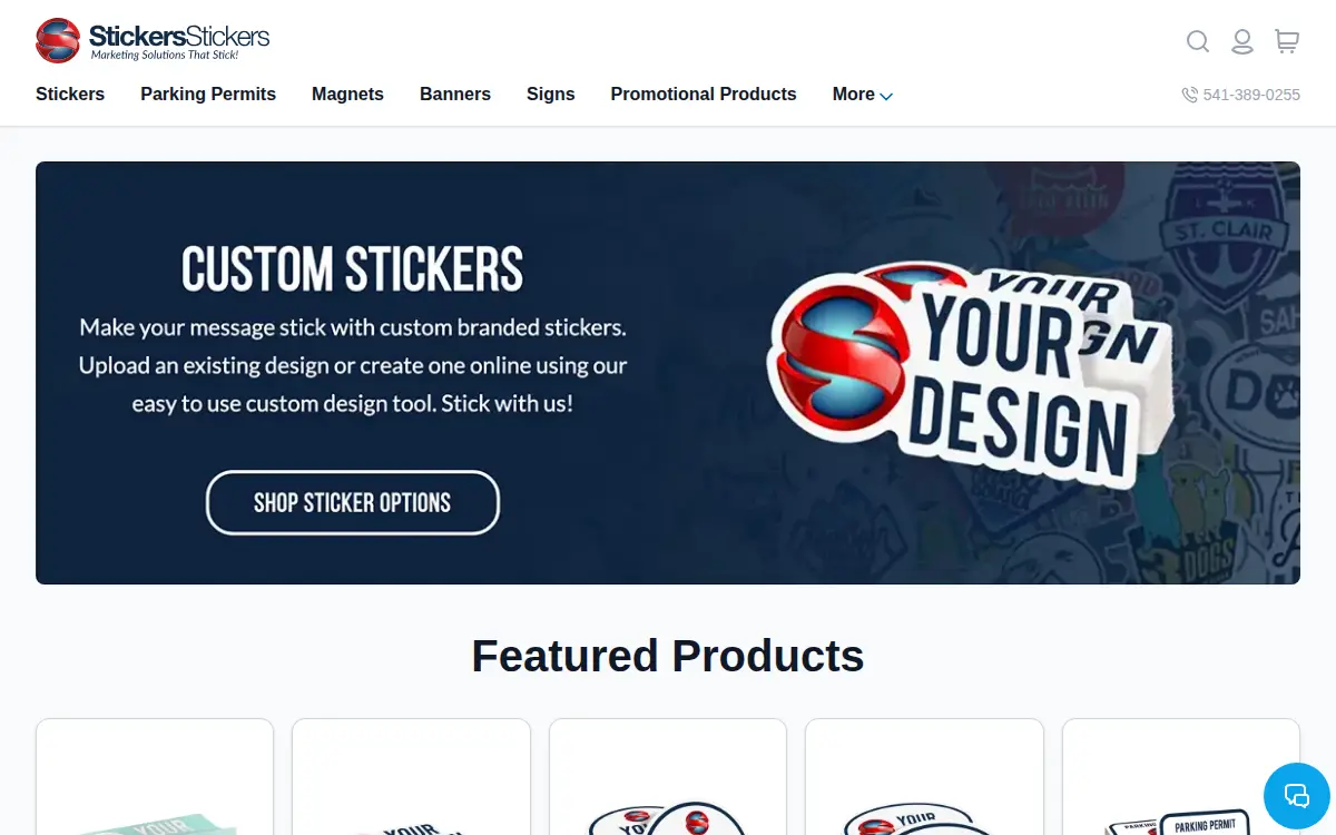 Homepage of Stickers Stickers INC
