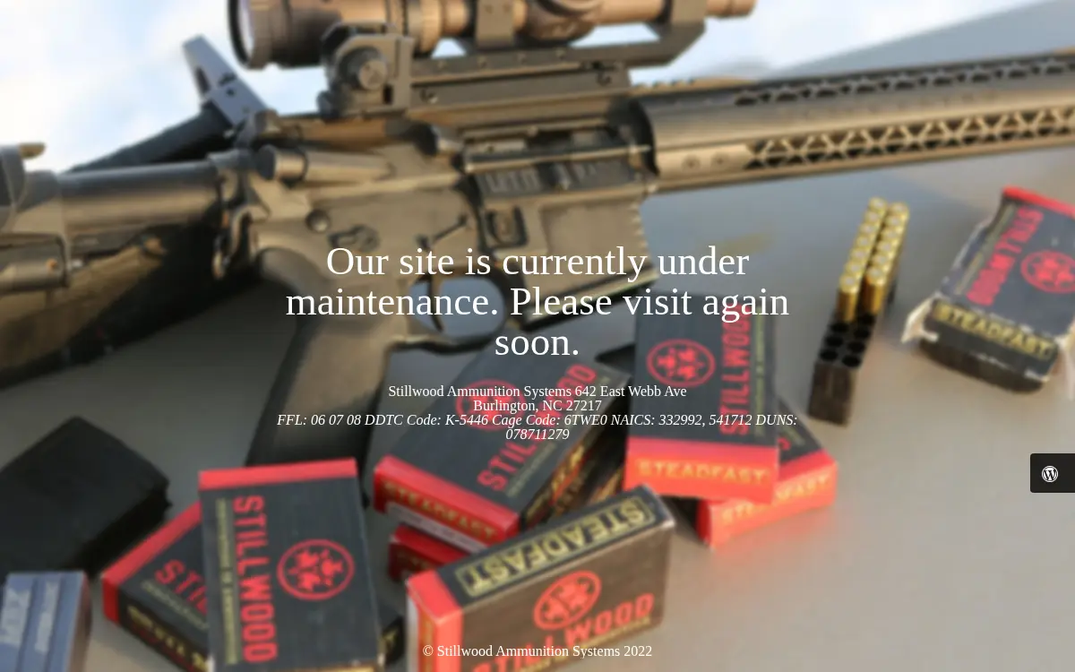 Homepage of Stillwood Ammunition LLC