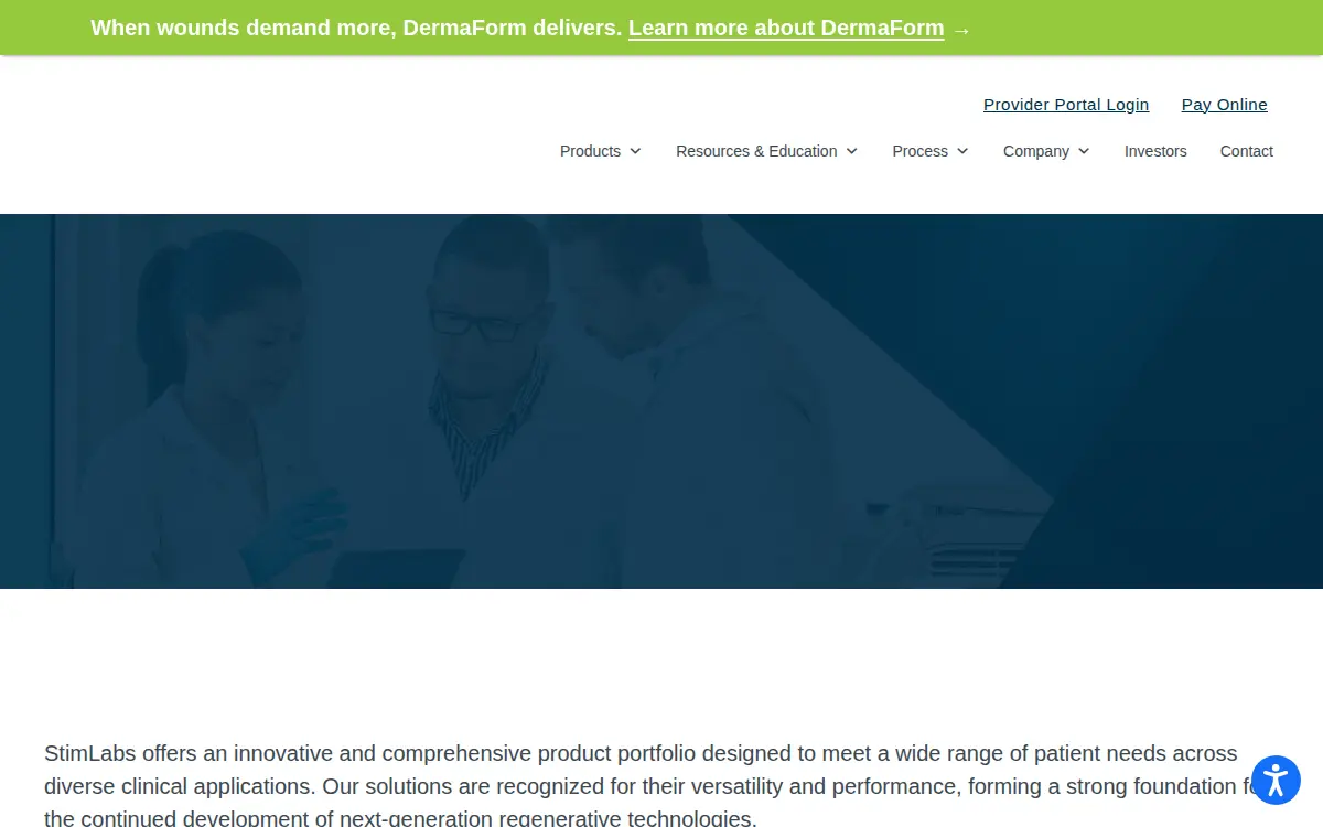 Homepage of Stimlabs LLC