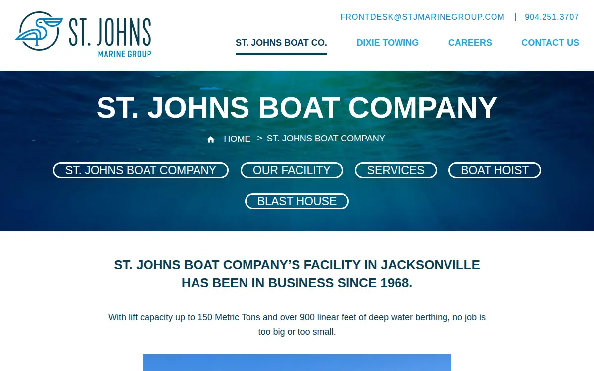 Homepage of St. Johns Boat Company