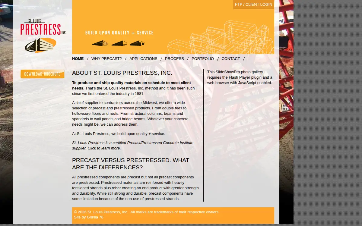 Homepage of St Louis Prestress INC