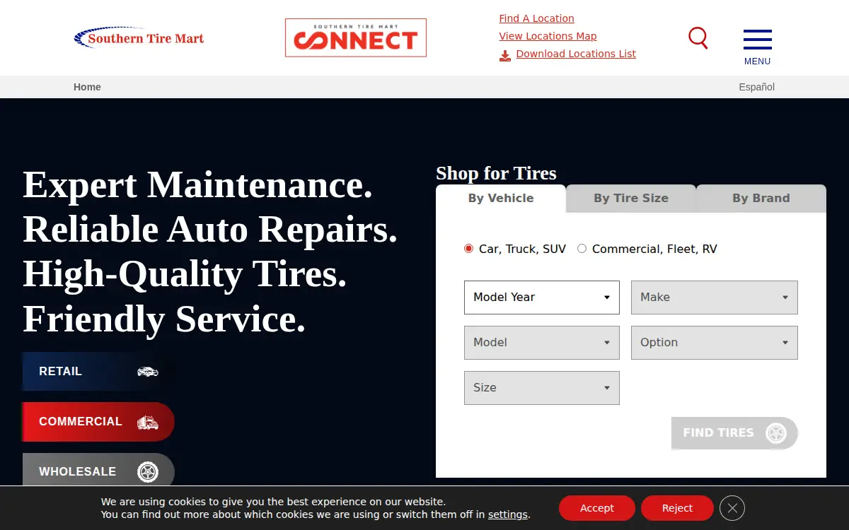 Homepage of Southern Tire Mart LLC