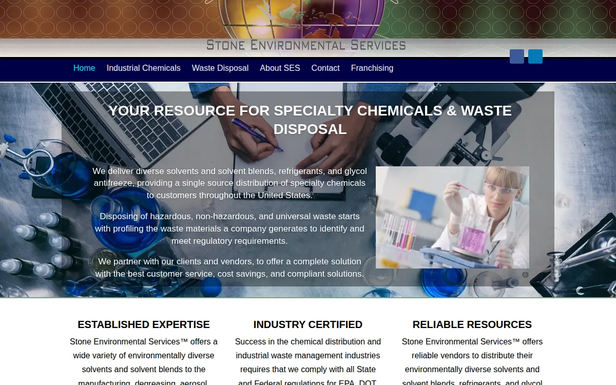 Homepage of Stone Environmental Services, LLC
