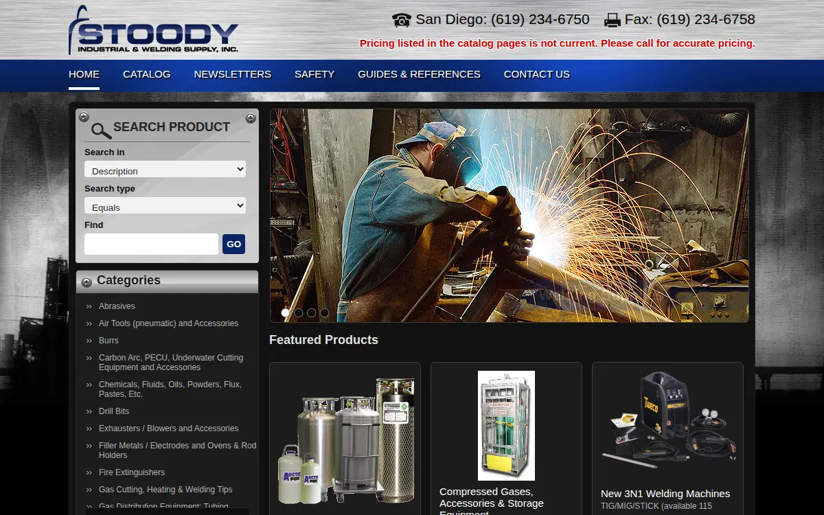Homepage of Stoody Industrial & Welding Supply, INC.