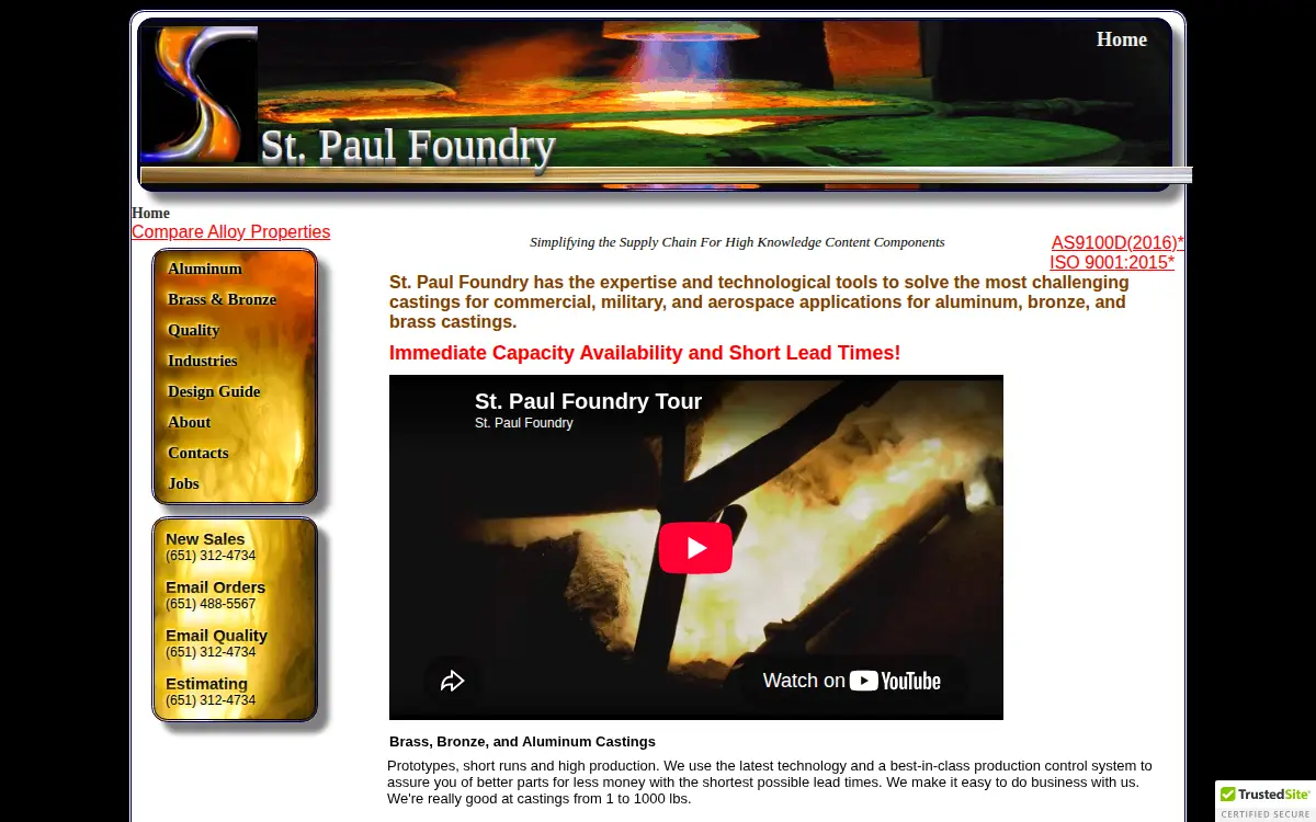 Homepage of St Paul Brass Foundry CO