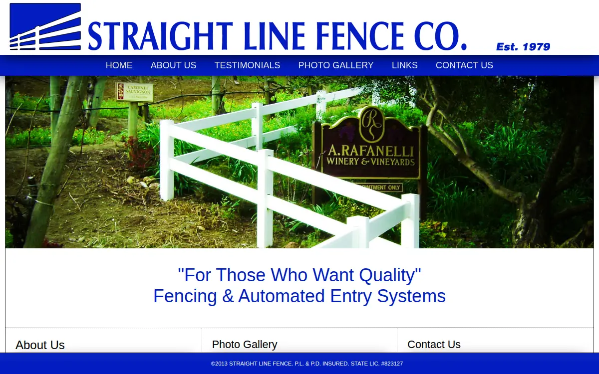 Homepage of Straight Line Fence LLC