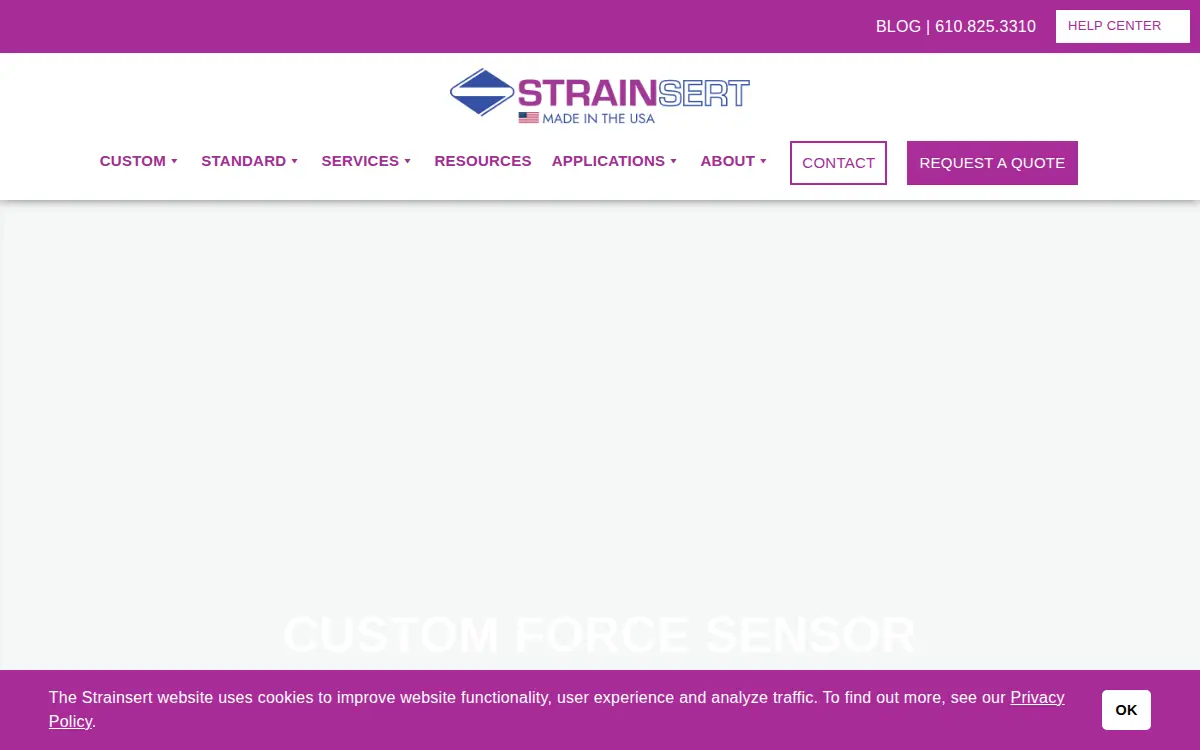 Homepage of Strainsert Company