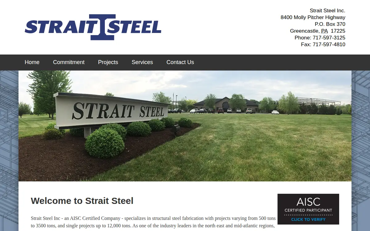 Homepage of Strait Steel INC
