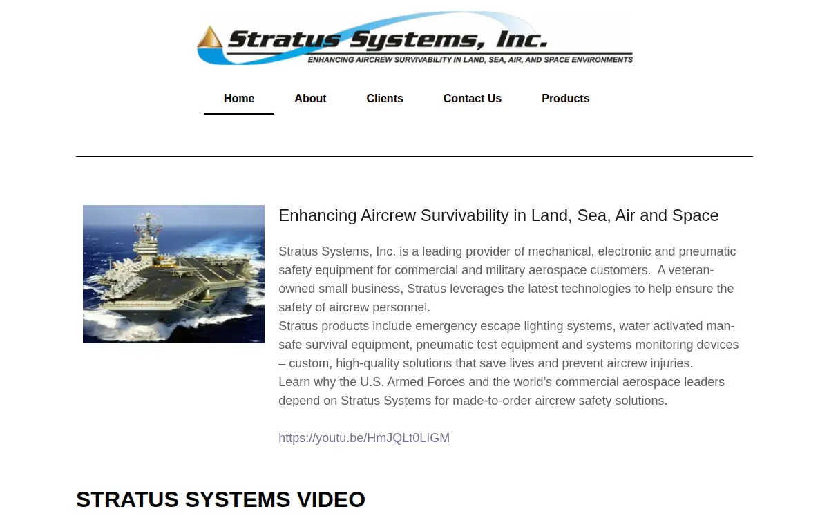 Homepage of Stratus Systems, INC.