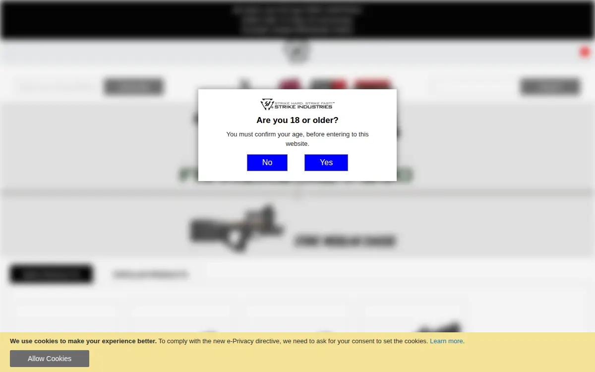 Homepage of Strike Industries, LLC