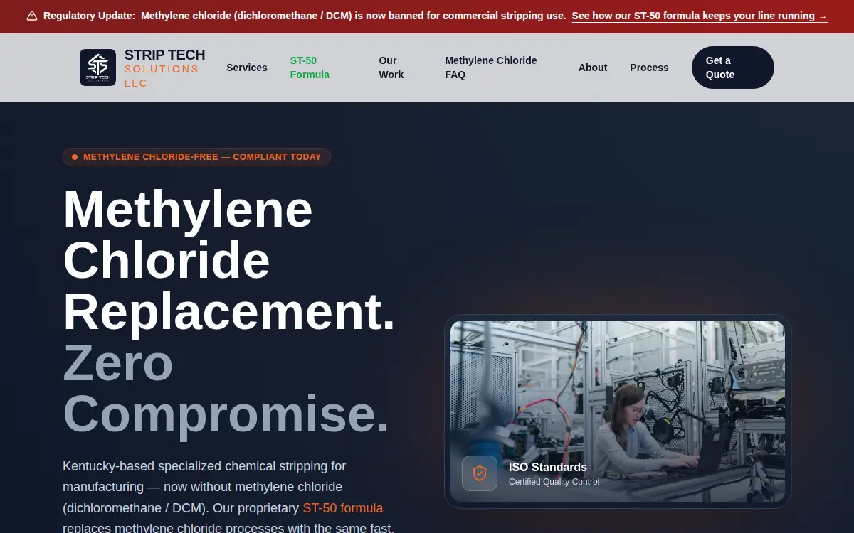 Homepage of Strip Tech Solutions LLC