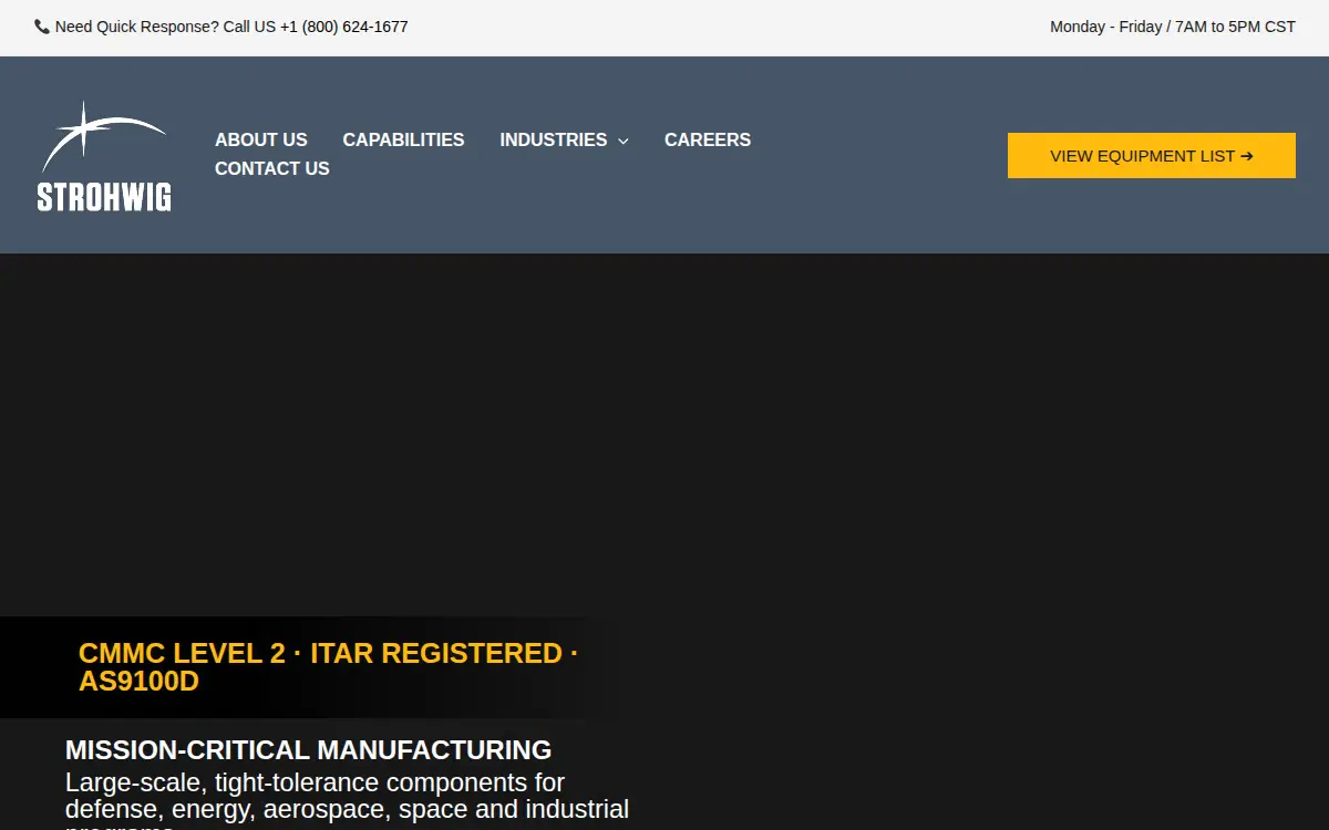 Homepage of Strohwig Industries, INC.