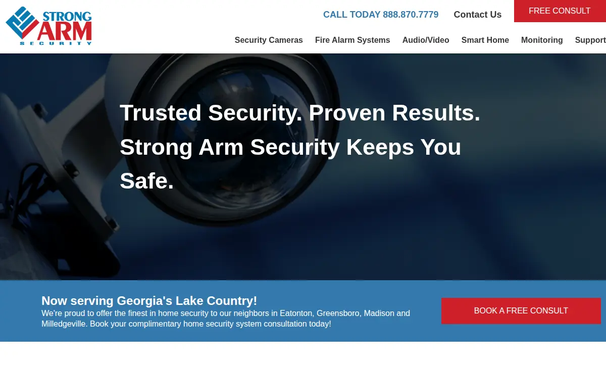Homepage of Strong Arm Security Group, LLC