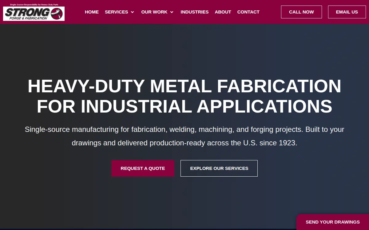 Homepage of Strong Forge & Fabrication, LLC