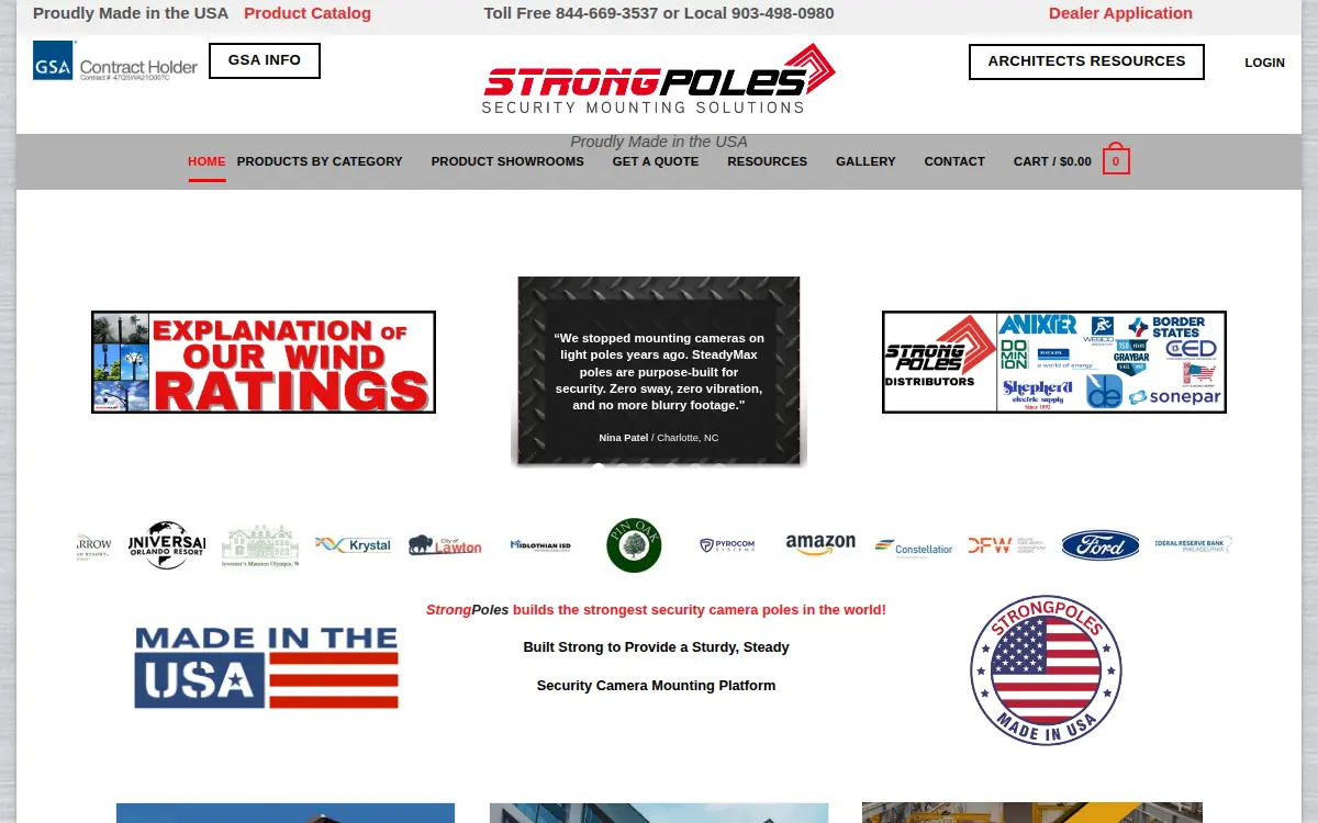 Homepage of Strong Poles, LLC