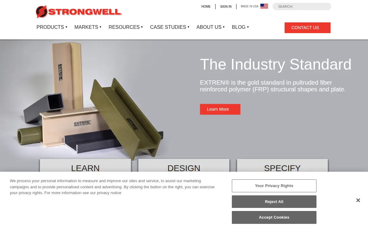 Homepage of Strongwell Corporation