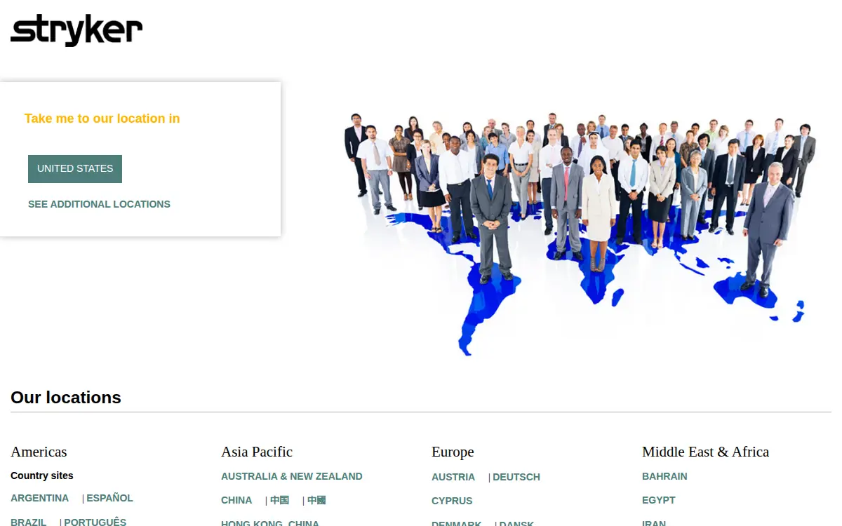 Homepage of Stryker Sales, LLC