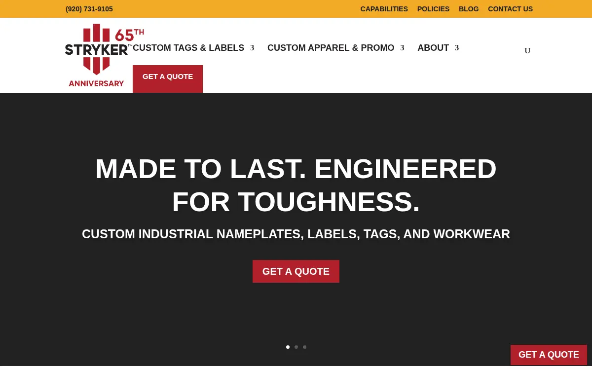 Homepage of Industrial Nameplate, INC