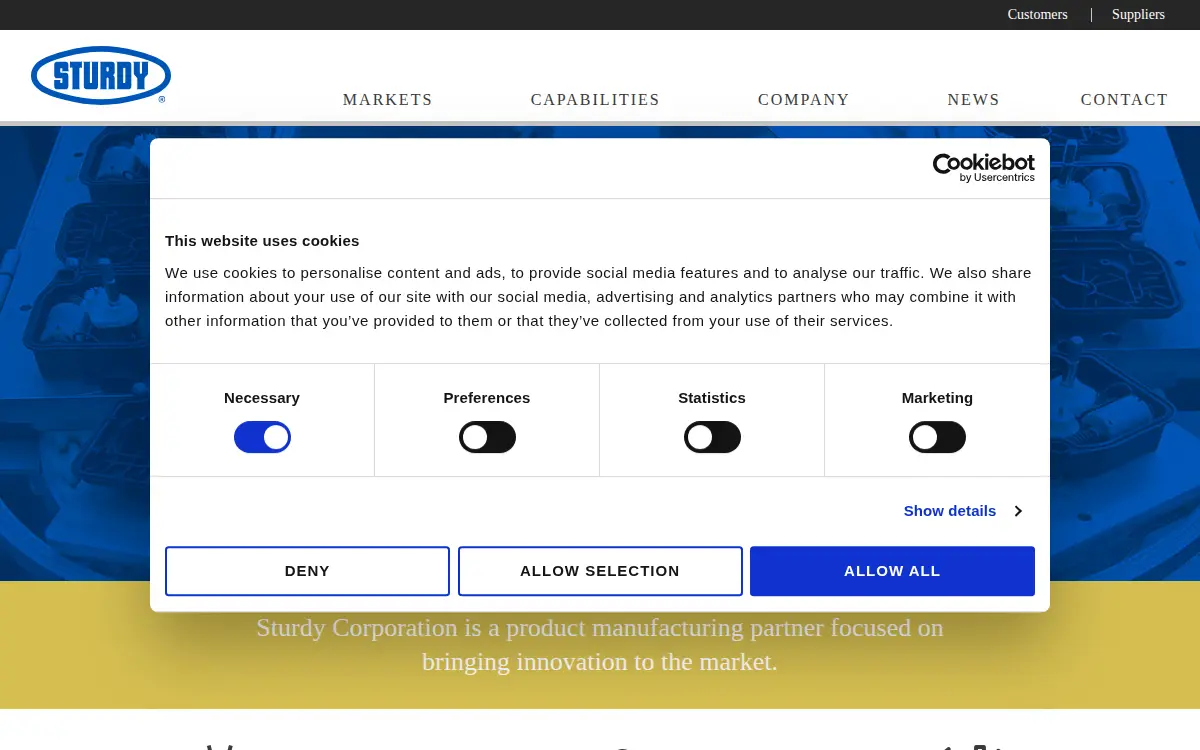 Homepage of Sturdy CORP