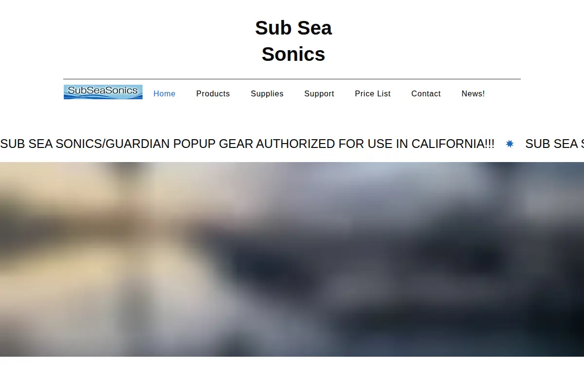 Homepage of Sub Sea Sonics, LLC