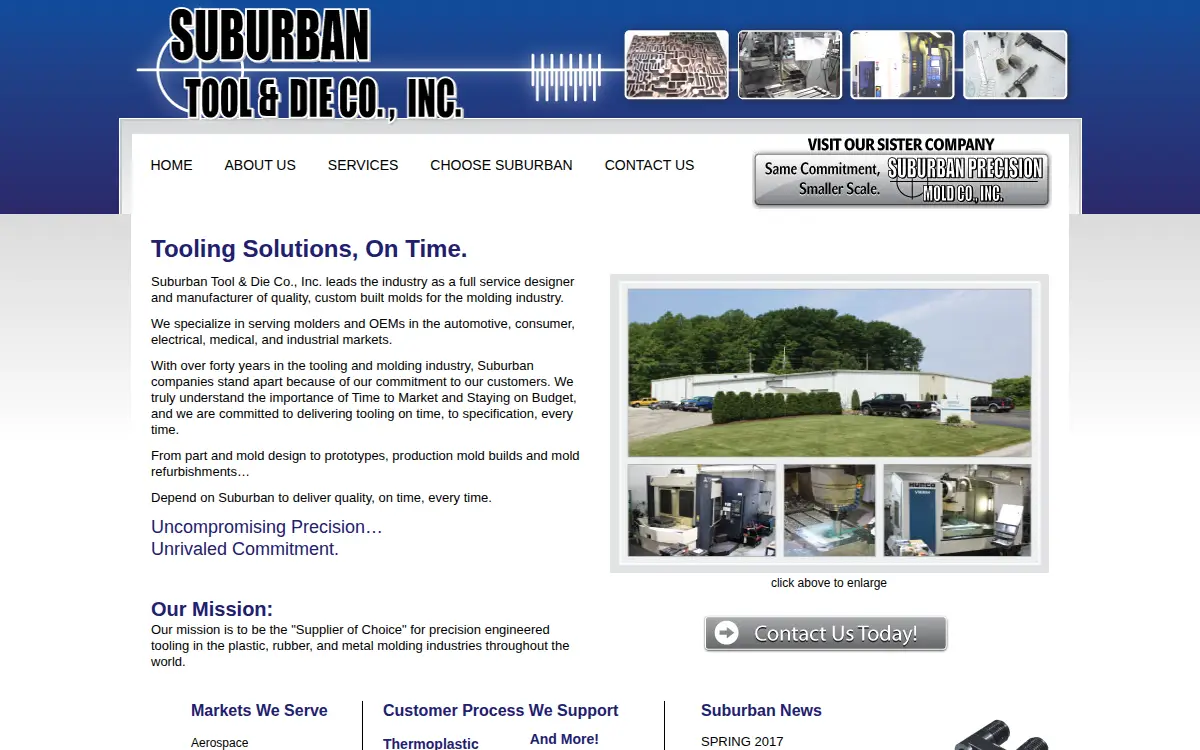 Homepage of Suburban Tool & Die Co., INC.